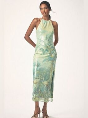 bhldn stevie sleeveless v-neck floral appliqu a-line midi dress Bhldn Stevie Sleeveless V Neck Floral Appliqu A Line Midi Dress
